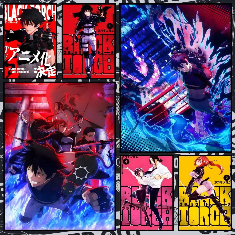 Black Torch Manga Waterproof PVC Wall Poster – Peel & Stick HD Wall Art Poster Axl