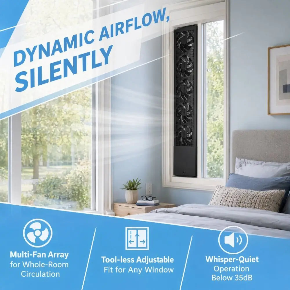 WiFi Remote Window Exhaust Fan – No-Drill 20W Ventilator Window Exhaust Fan Axl