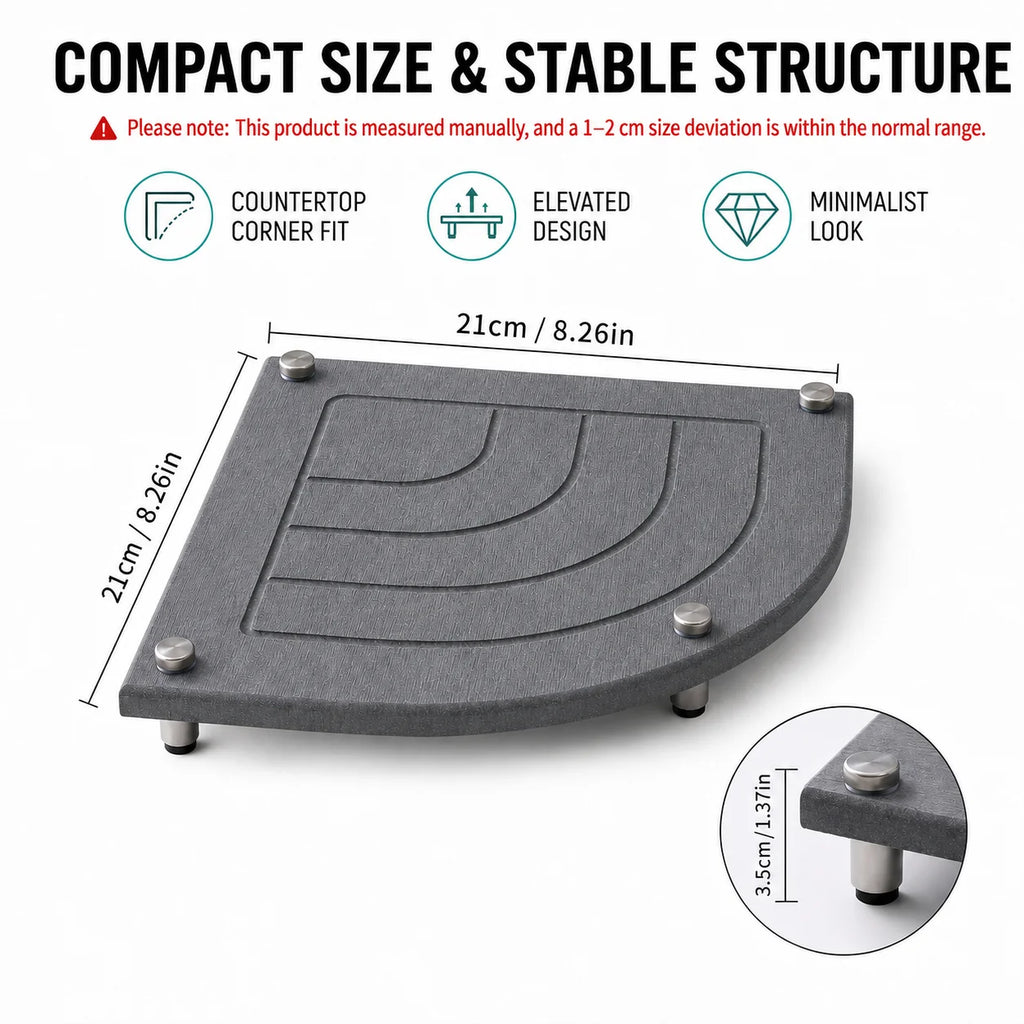 Diatomaceous Earth Corner Sink Caddy – Stone Drying Mat Tray Stone Sink Caddy Axl