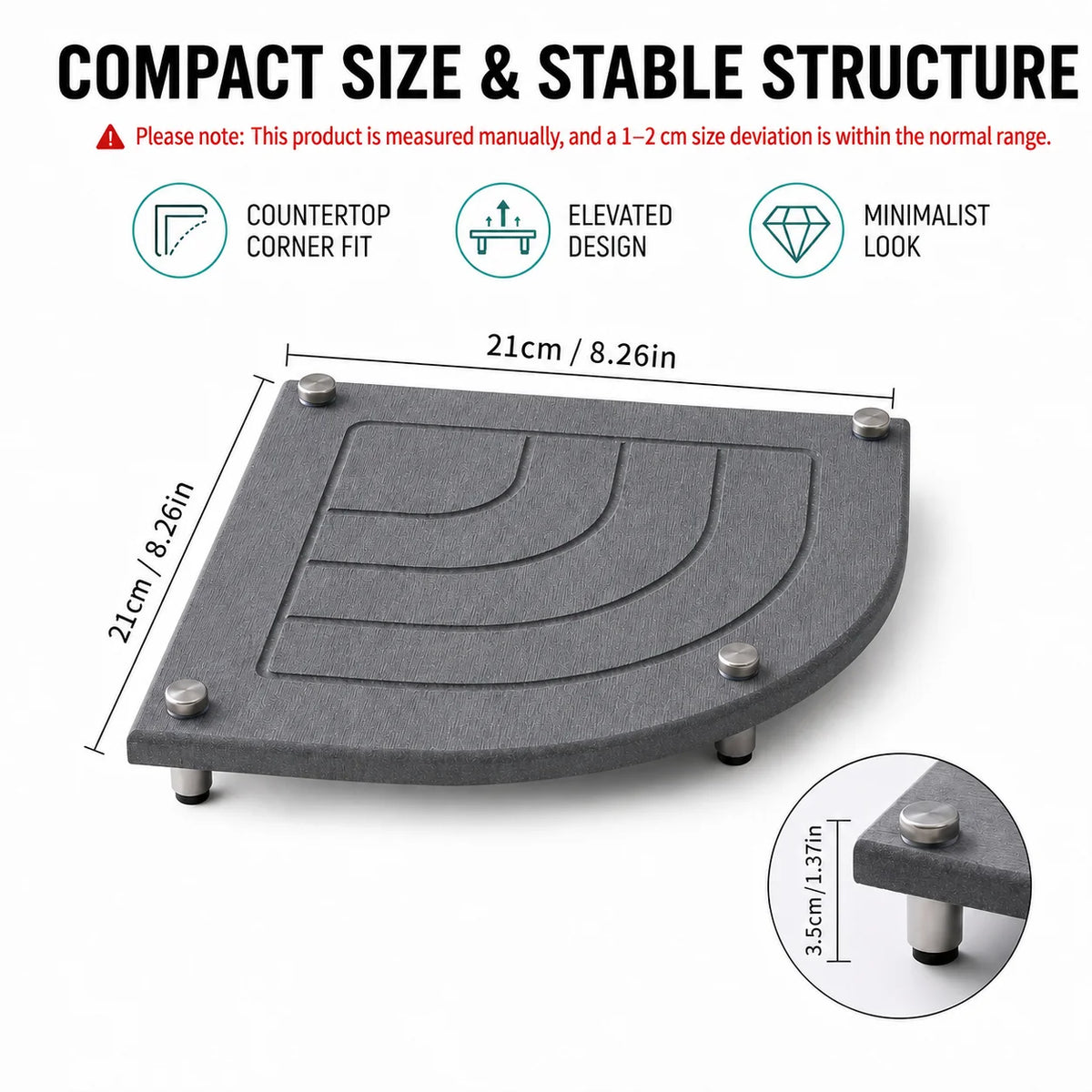 Diatomaceous Earth Corner Sink Caddy – Stone Drying Mat Tray Stone Sink Caddy Axl