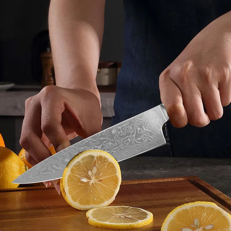 InLeung Damascus Steel Boning Knife – Wood Handle Chef's Knife Damascus Chef's Knife Axl
