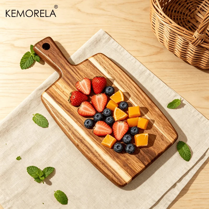 Acacia Wood Cutting Board with Handle | Meat, Cheese & Charcuterie Wood Cutting Board Axl