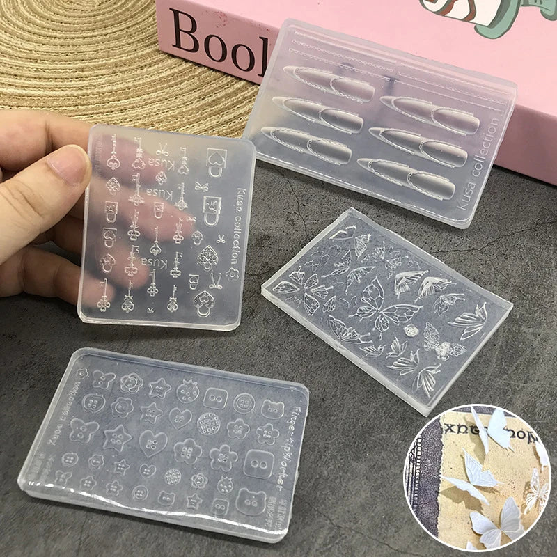 Butterfly & Key Silicone Nail Mold – DIY Manicure Stamping Tool Nail Art Mold Axl