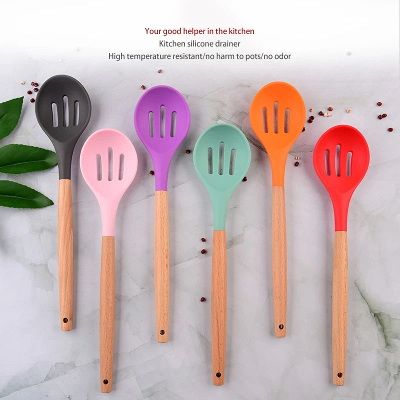 Silicone Skimmer Slotted Serving Spoon – Eco-Friendly Kitchen Tool Silicone Kitchen Utensil Axl
