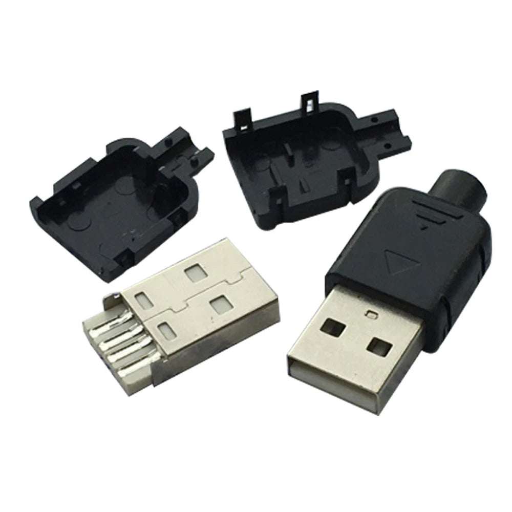 DIY USB 2.0 Type-A Male Connector 4-Pin Plastic Shell – 10 Pack USB Connector Axl