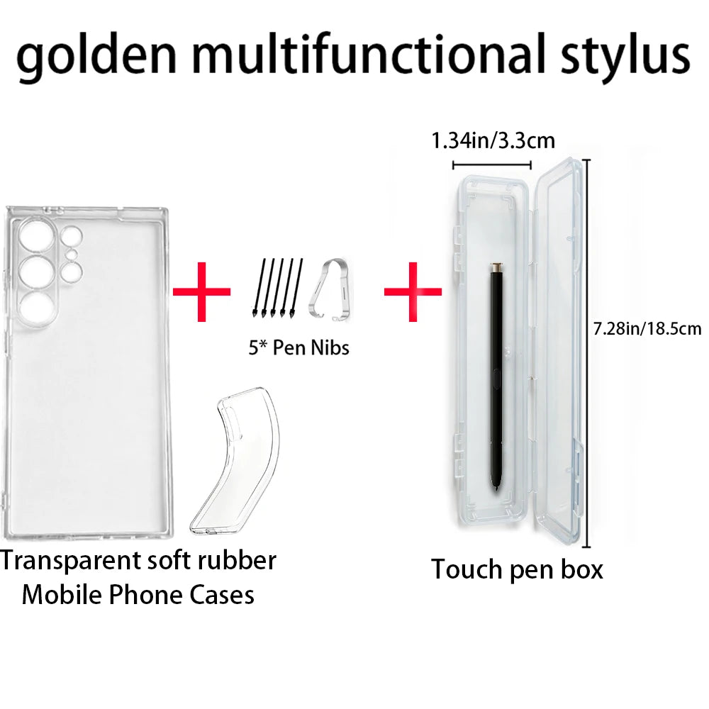 S Pen Stylus + Nibs + Clear Case Kit – Samsung Galaxy S24 Ultra Phone Stylus Kit Axl Golden