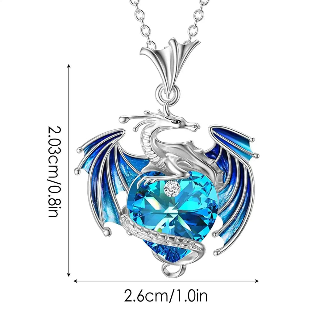 Crystal Dragon Pendant Necklace – Birthstone Gift for Women Pendant Necklace Axl