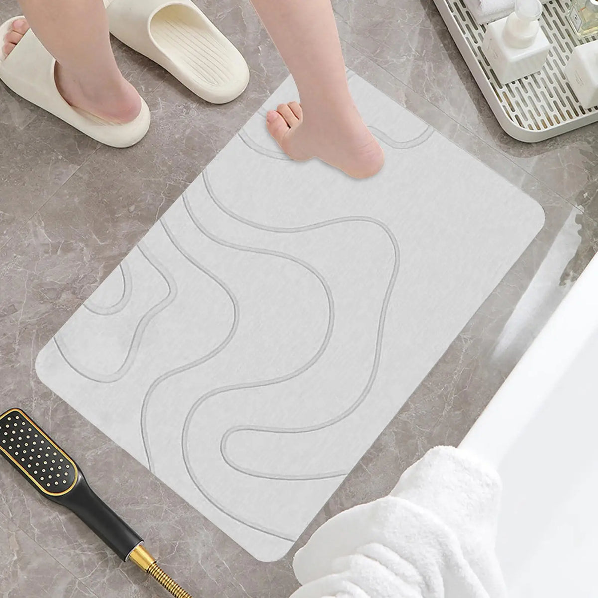 Absorbent Stone Bath Mat – Quick-Drying Non-Slip Shower Rug Bath Mat Axl