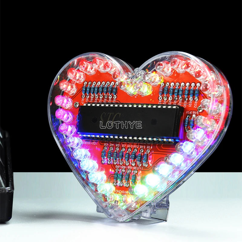 RGB LED Heart DIY Soldering Kit – 32 LED Flow Light Project DIY Electronics Kit Axl
