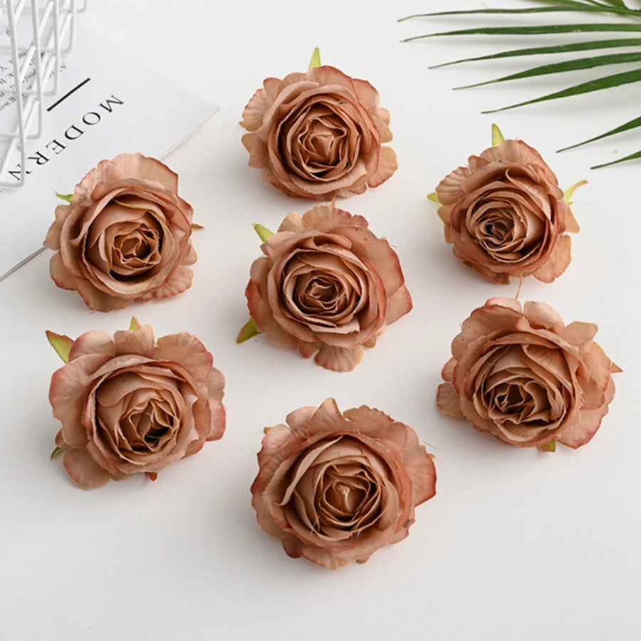 Silk Rose Flower Heads 10 Pcs – Wedding, Wreath & DIY Crafts Artificial Silk Flowers Axl Color 4 10 Pieces