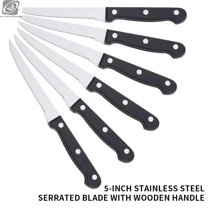 Steak Knives Set 4/6/8/12 Pcs – Serrated Stainless Steel Blade Steak Knife Set Axl 6 Pcs Steak Knife