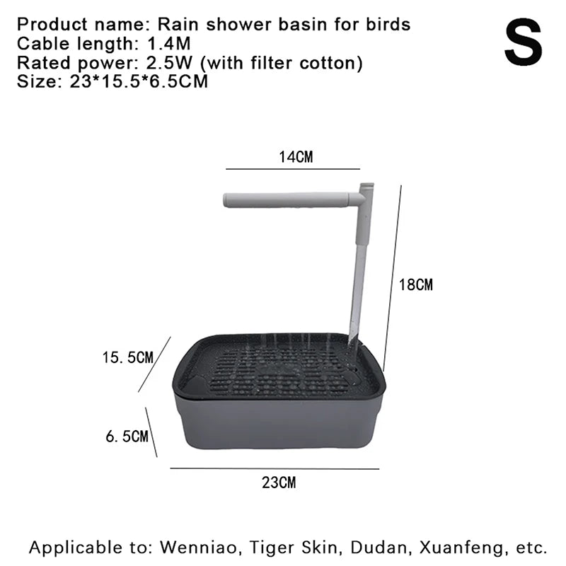 USB Electric Parrot Bird Bath – Circulating Water Shower Fountain Bird Bath Fountain Axl 01