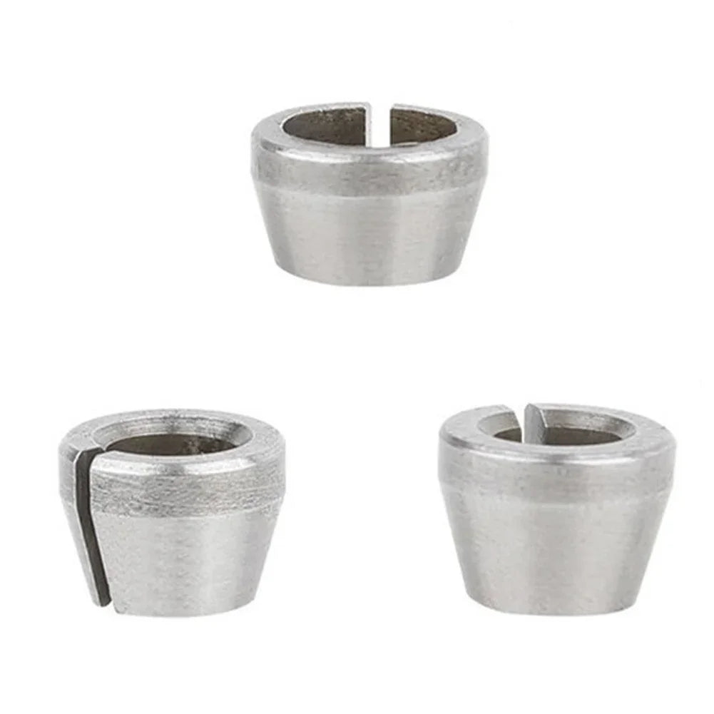 3-Piece Collet Chuck Adapter Set – 6mm, 6.35mm & 8mm Router Router Collet Adapter Axl