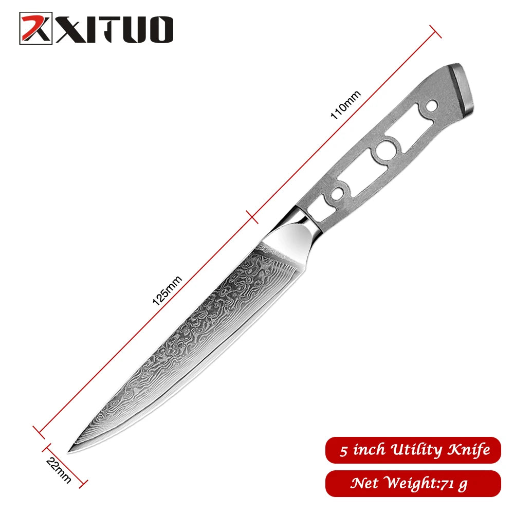 Damascus Steel Knife Blank Set – 8-Pc DIY Chef Knives | Xituo DIY Knife Blank Set Axl Utility Knife