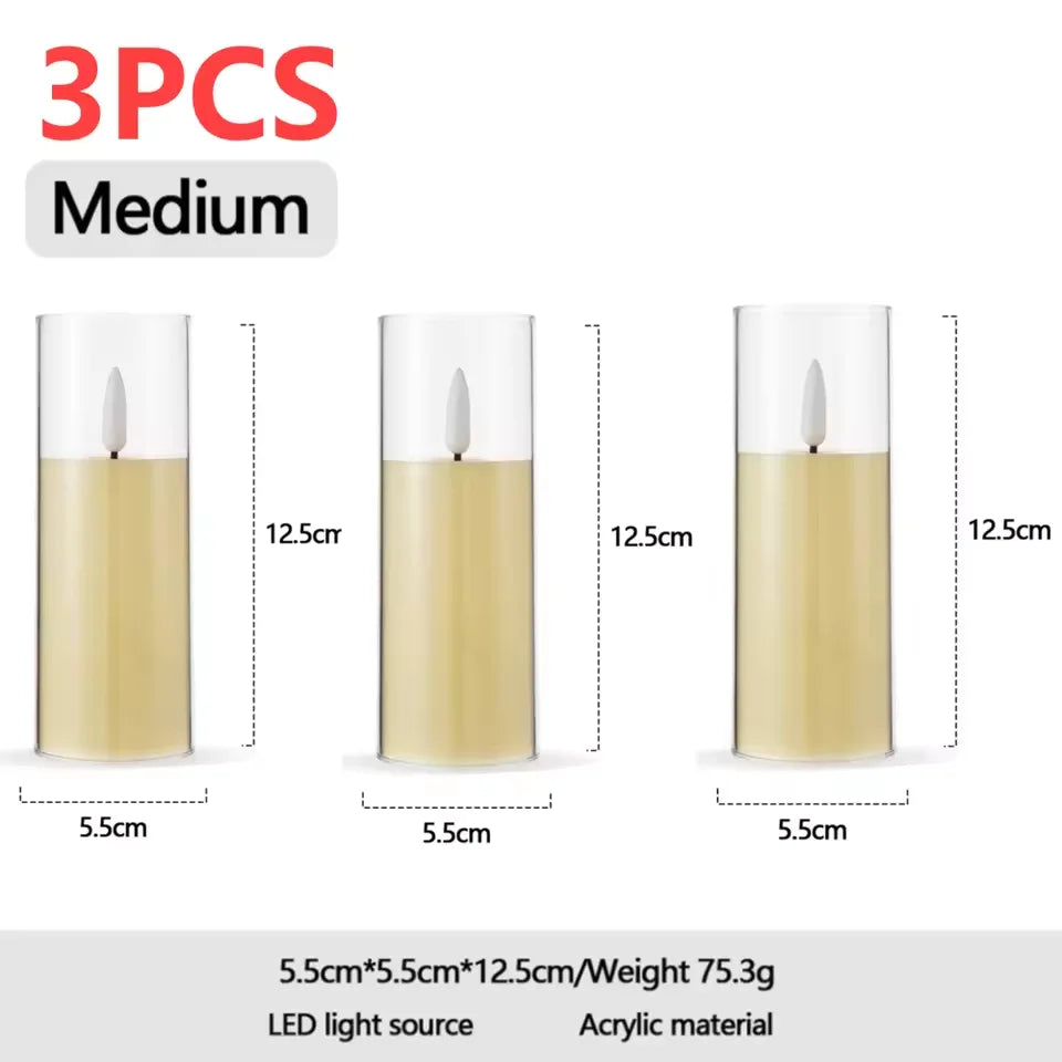Flameless LED Candle Light – Battery Powered, 3 Sizes Flameless LED Candle Axl M-3PCS