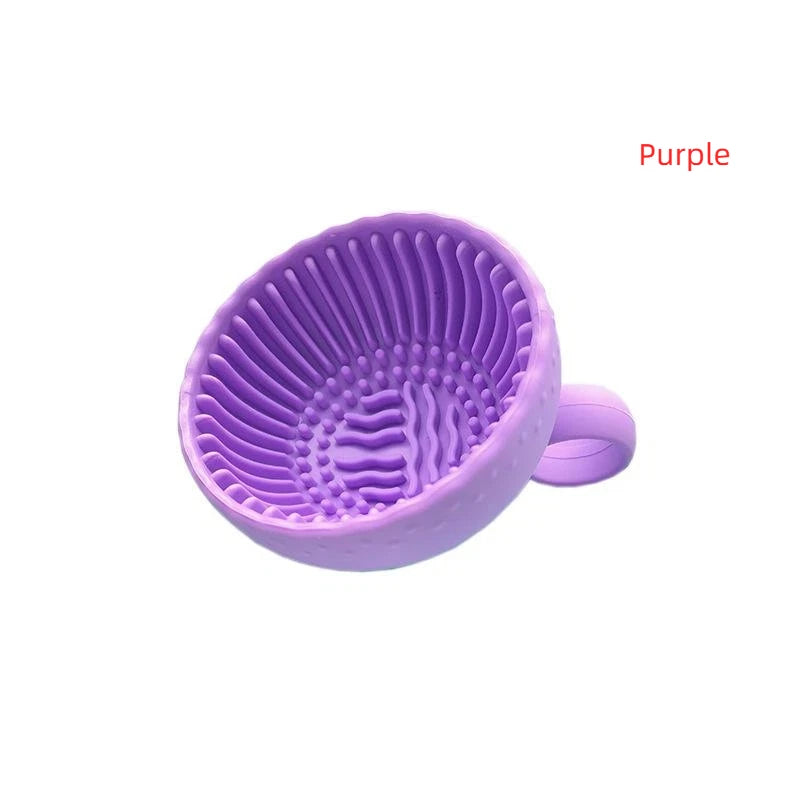 Silicone Makeup Brush Cleaner Bowl – Non-Slip Scrubber Makeup Brush Cleaner Axl Purple
