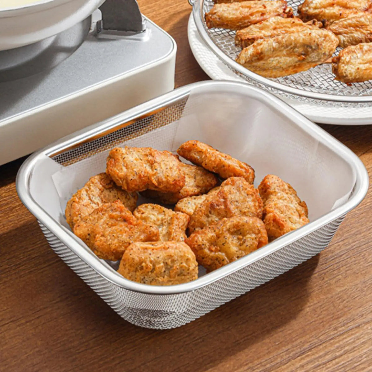 Stainless Steel Fine Mesh Strainer Basket | Rectangle Colander Kitchen Strainer Basket Axl
