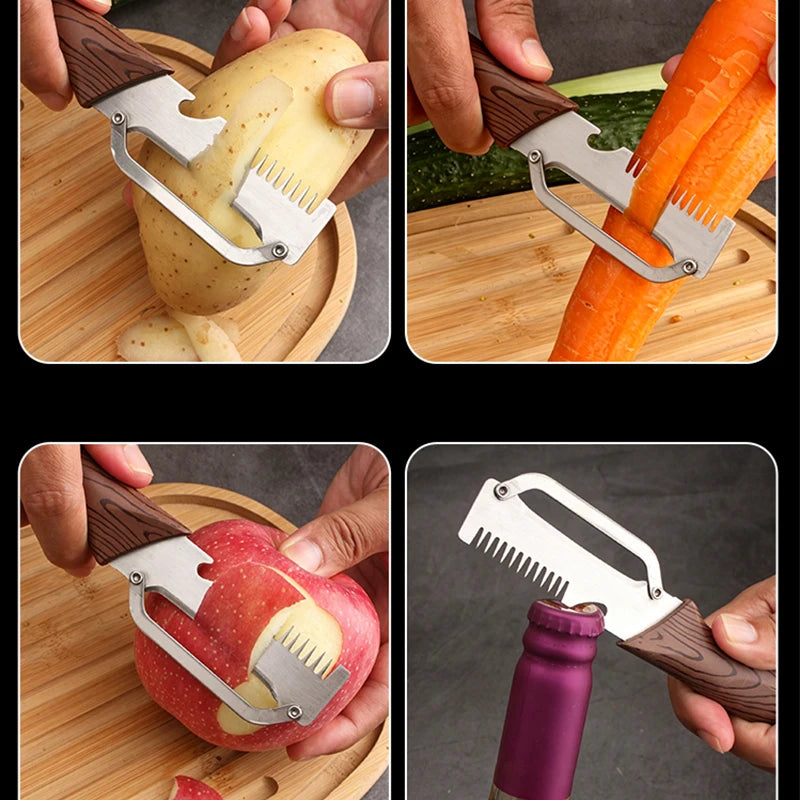 3-in-1 Stainless Steel Vegetable Peeler with Bottle Opener Vegetable Peeler Axl