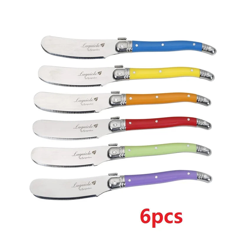 Laguiole Rainbow Butter & Cheese Spreader Knives – 4-Piece Set Cheese Spreader Set Axl 6pcs mix