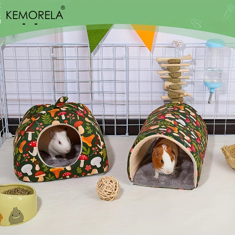 KEMORELA 2PCS Hamster House Warm Mat & Small Animal Bed Small Animal Bed Axl