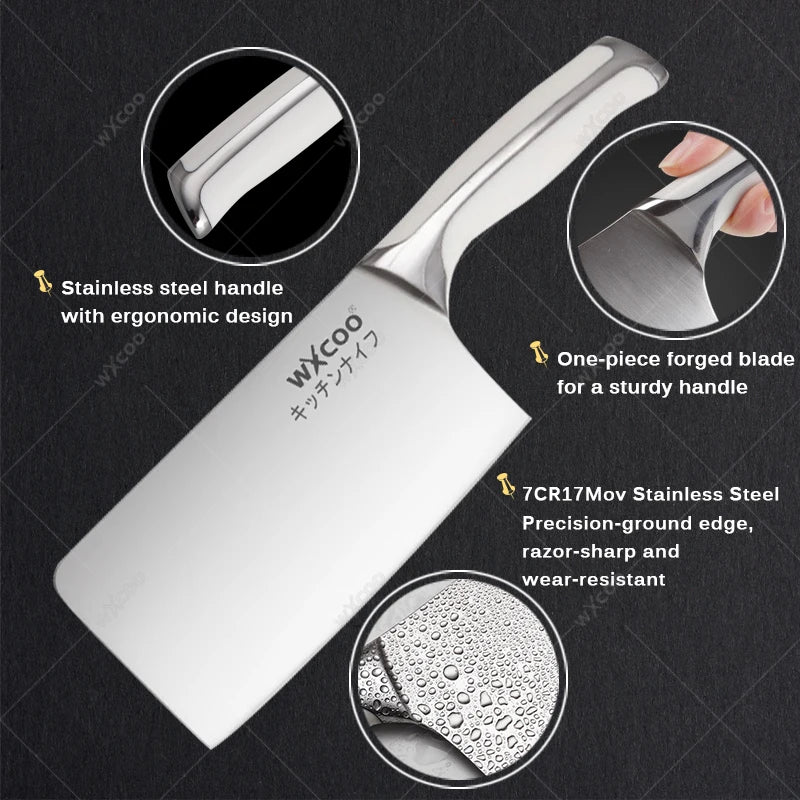 Stainless Steel Kitchen Knife Set – Santoku, Cleaver & Chef Kitchen Knife Set Axl
