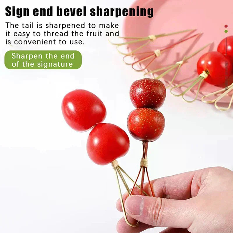 100 Bamboo Knot Skewers – Cocktail Picks & Fruit Forks Bamboo Cocktail Picks Axl