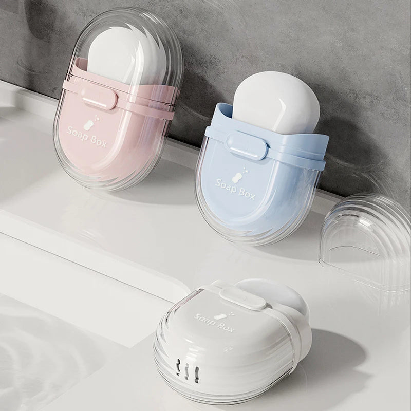 Portable Soap Box with Lid & Drain – Travel Soap Case Travel Soap Dish Axl