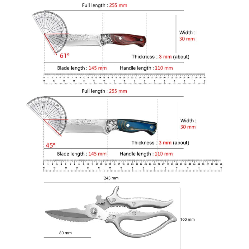 InLeung Hand-Forged Stainless Steel Cleaver – Wood Handle Kitchen Cleaver Knife Axl