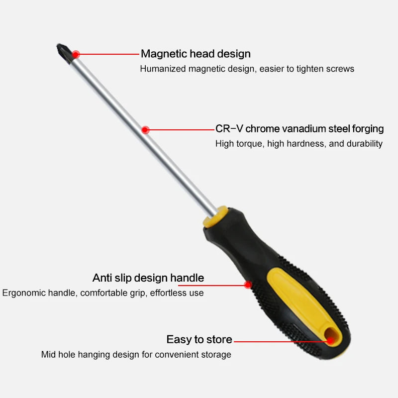 Long Handle Magnetic Screwdriver – Slotted & Cross Head Manual Screwdriver Set Axl