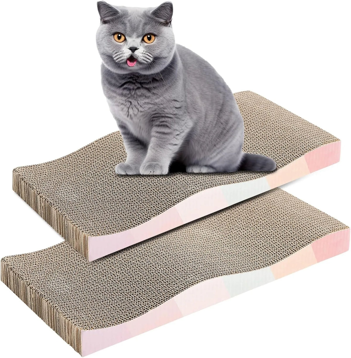 SIDAZON Large Corrugated Cat Scratcher Board with Catnip Cat Scratch Pad Axl 2pcs