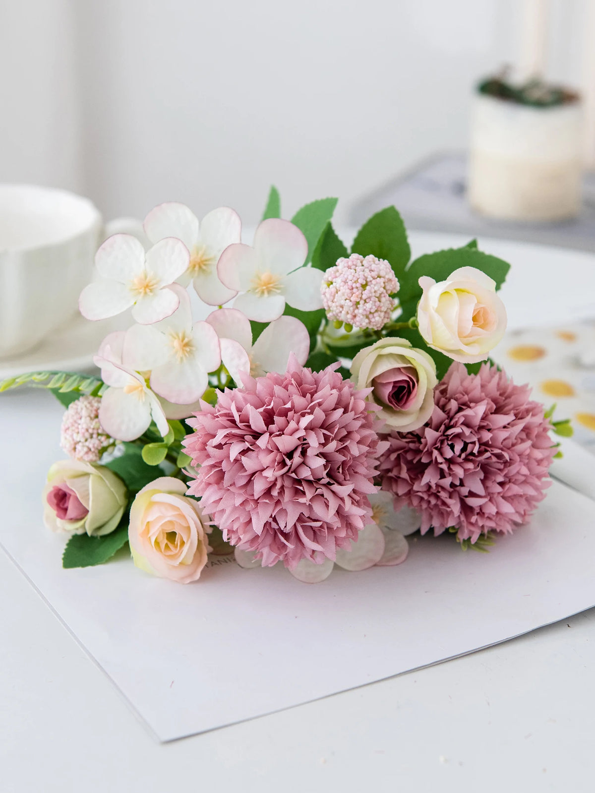 Silk Artificial Rose & Chrysanthemum Bouquet | Wedding Décor Artificial Flower Bouquet Axl color 2 3 pcs