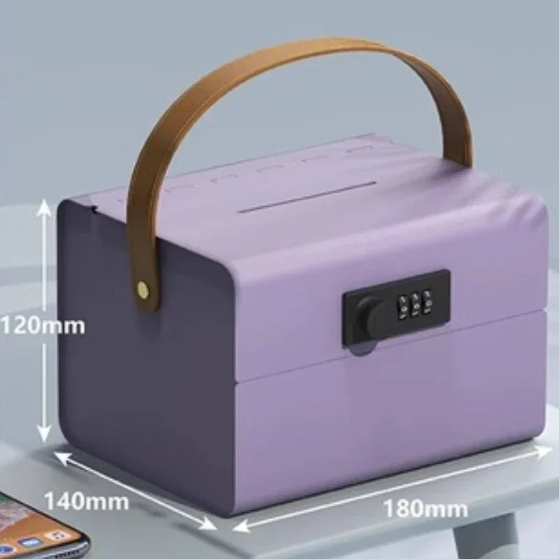 Metal Piggy Bank Password Lock Safe – Kids Money Saving Box Metal Money Box Axl Purple