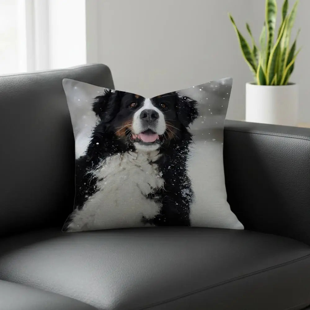 Bernese Mountain Dog Linen Cushion Cover | Sofa & Bed Decor Linen Cushion Cover Axl White4 40X40cm