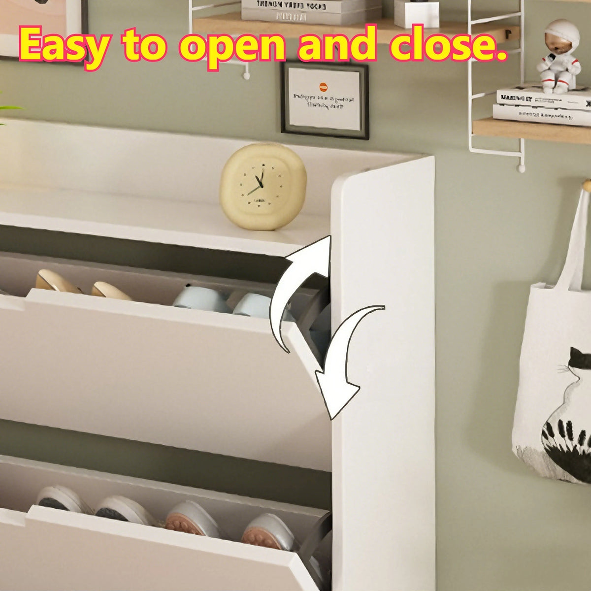 Wooden Narrow Shoe Cabinet – Large Capacity Dustproof Shelf Shoe Cabinet Axl