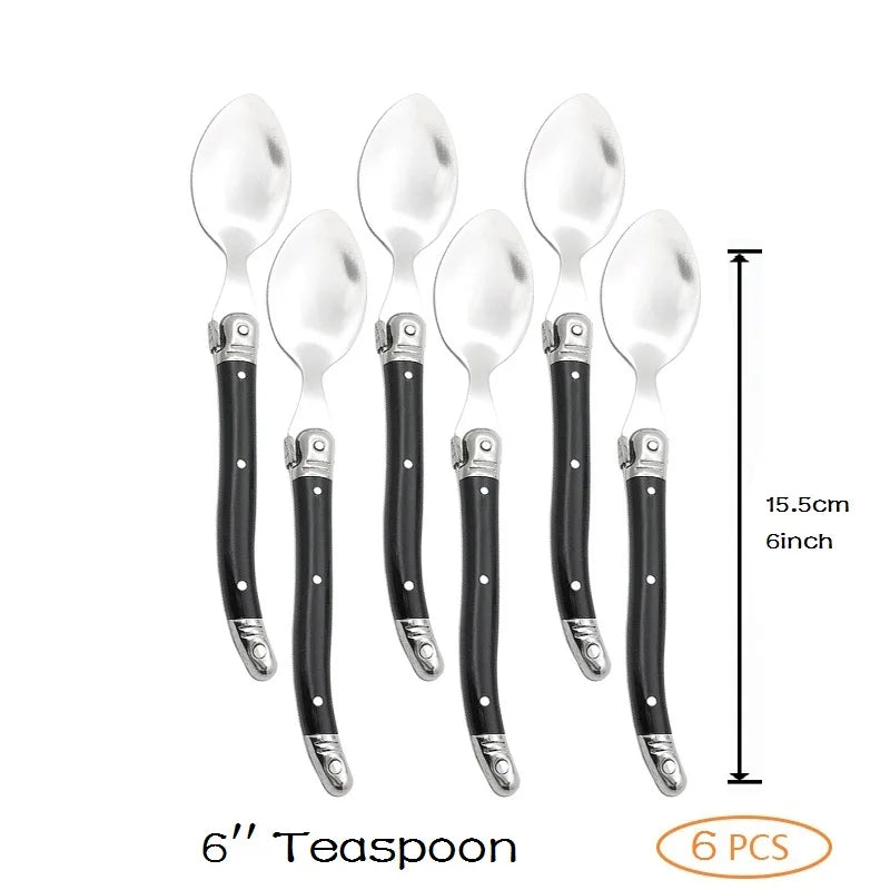 6-Piece Rainbow Steak Fork Set – Colorful Stainless Steel Flatware Steak Fork Set Axl 6 Black Teaspoon