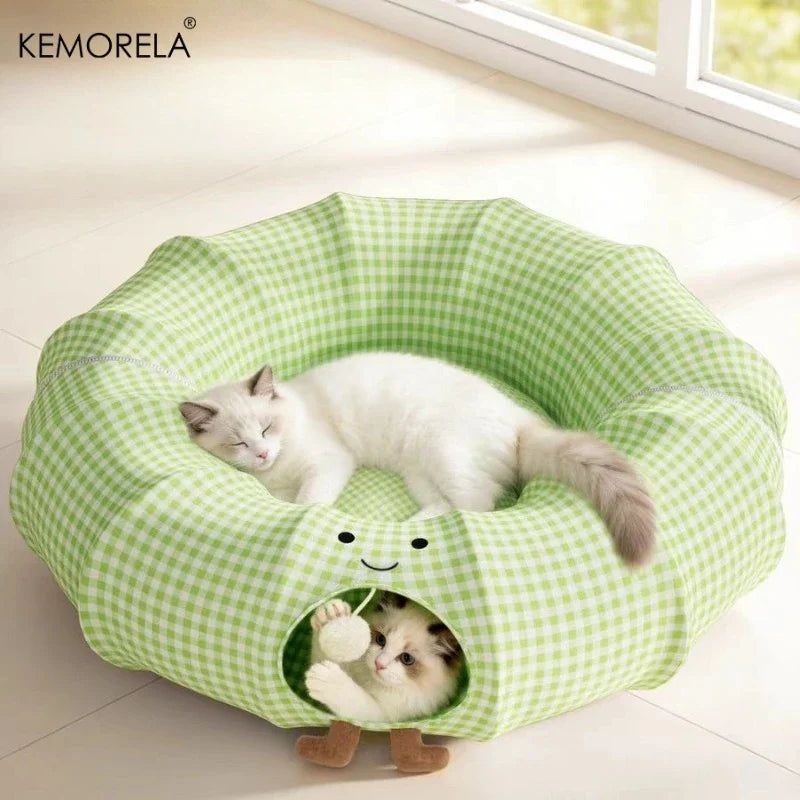 KEMORELA Foldable Cat Tunnel Bed – Washable & Breathable Cat Tunnel Bed Axl
