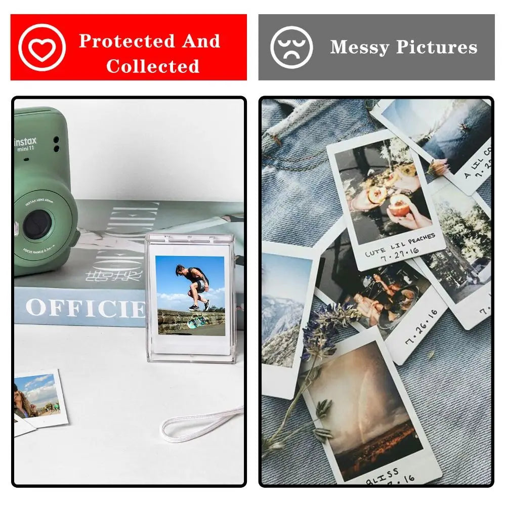Clear Instax Mini Photo Storage Box with Strap | 3-Inch Case Photo Storage Case Axl