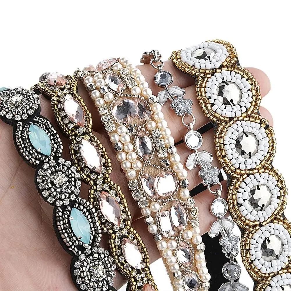 Rhinestone Beaded Headband – Bohemian Elastic Hair Band for Women Beaded Headband Axl
