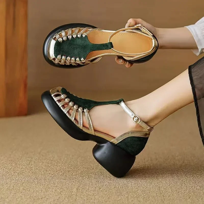 Women's Buckle Square Heel Sandals – Fashion Roman Summer Shoes Women's Sandals Axl