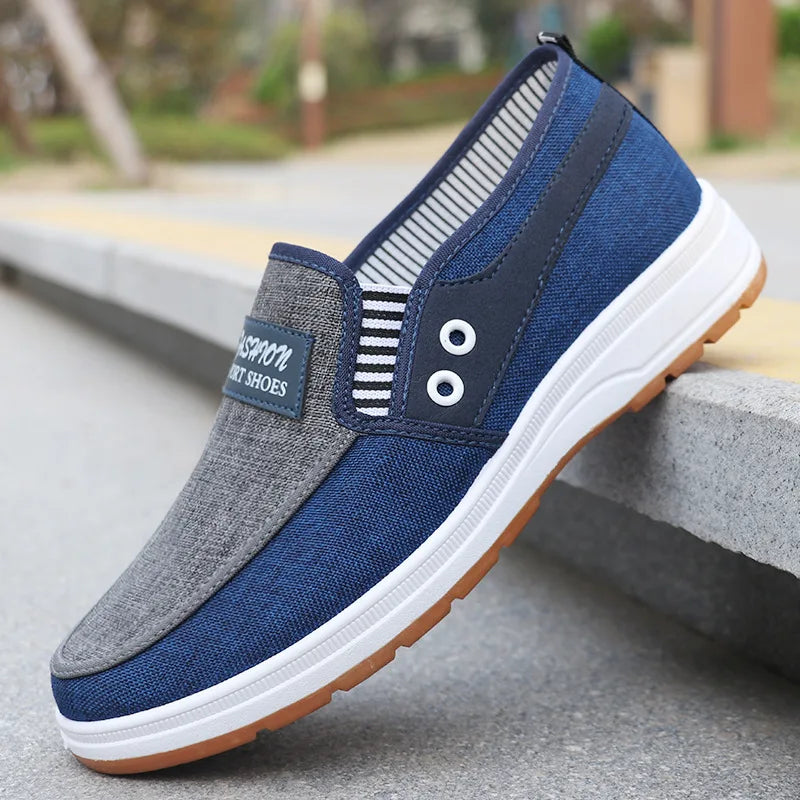Men's Canvas Slip-On Loafers – Lightweight Color Block Casual Shoe Canvas Slip-On Loafers Axl