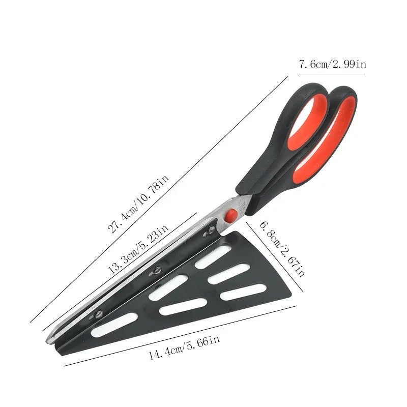 2-in-1 Pizza Scissors & Spatula – Stainless Steel Cutter Pizza Scissors Tool Axl
