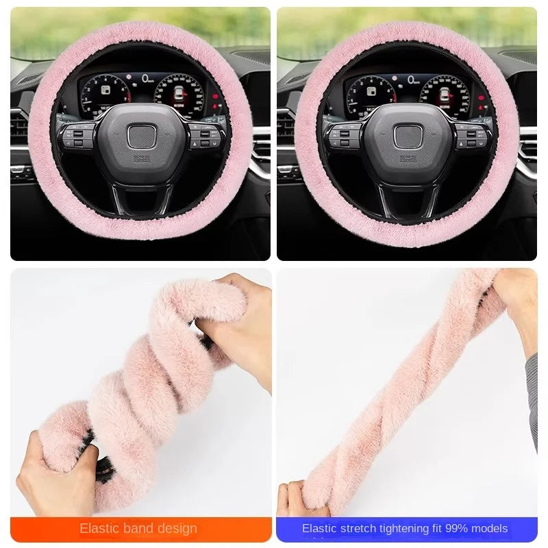 Winter Plush Retractable Steering Wheel Cover – Universal Fit Steering Wheel Cover Axl