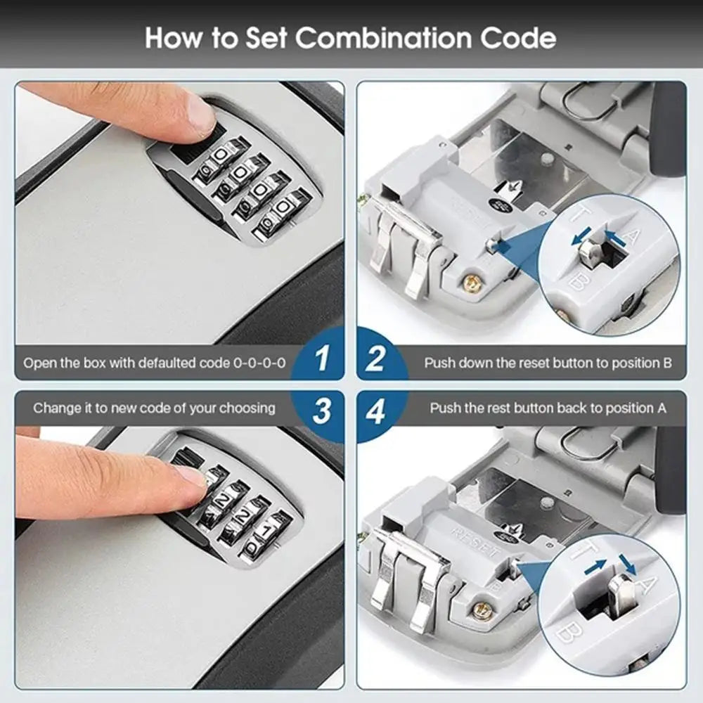 Wall Mounted Key Lock Box – 4-Digit Weatherproof Key Safe Key Lock Box Axl