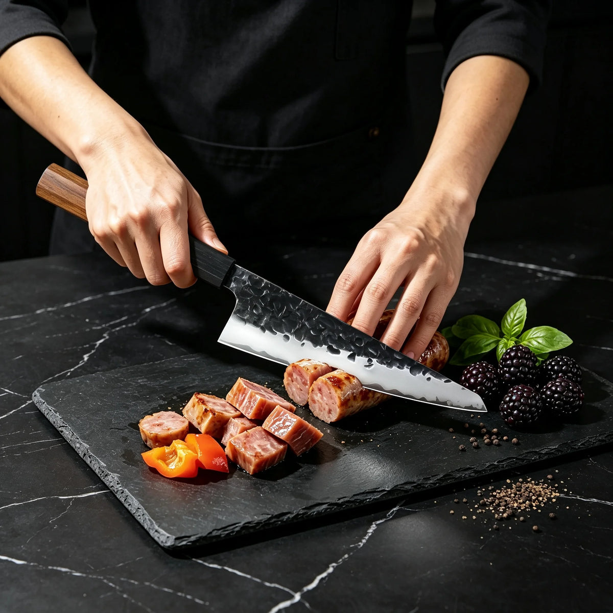 Hand Hammered Kiritsuke Chef Knife – Japanese Stainless Steel Japanese Chef Knife Axl
