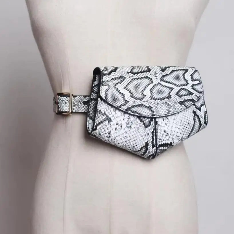 Women's Mini Snake Print Waist Bag – Faux Leather Belt Saddle Bag Belt Bag Axl
