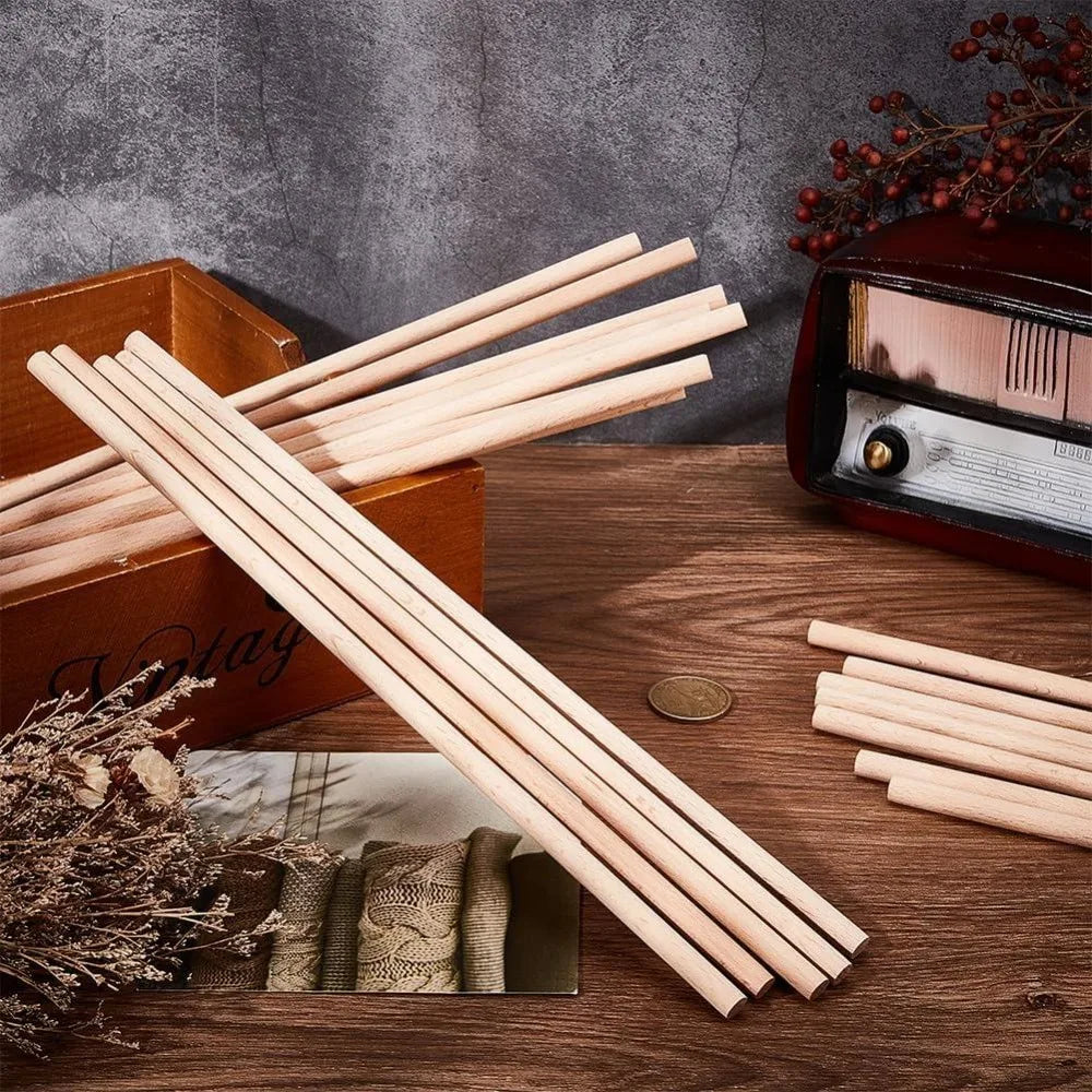 20Pcs Beech Wood Dowel Rods 8mm x 11.8" – Unfinished Craft Sticks Wood Dowel Rods Axl