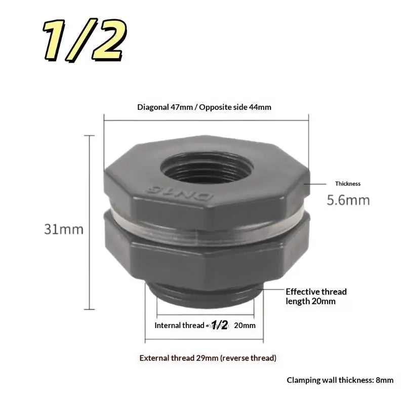 PVC IBC Water Tank Adapter with Valve – Rainwater Connector Water Tank Adapter Axl C