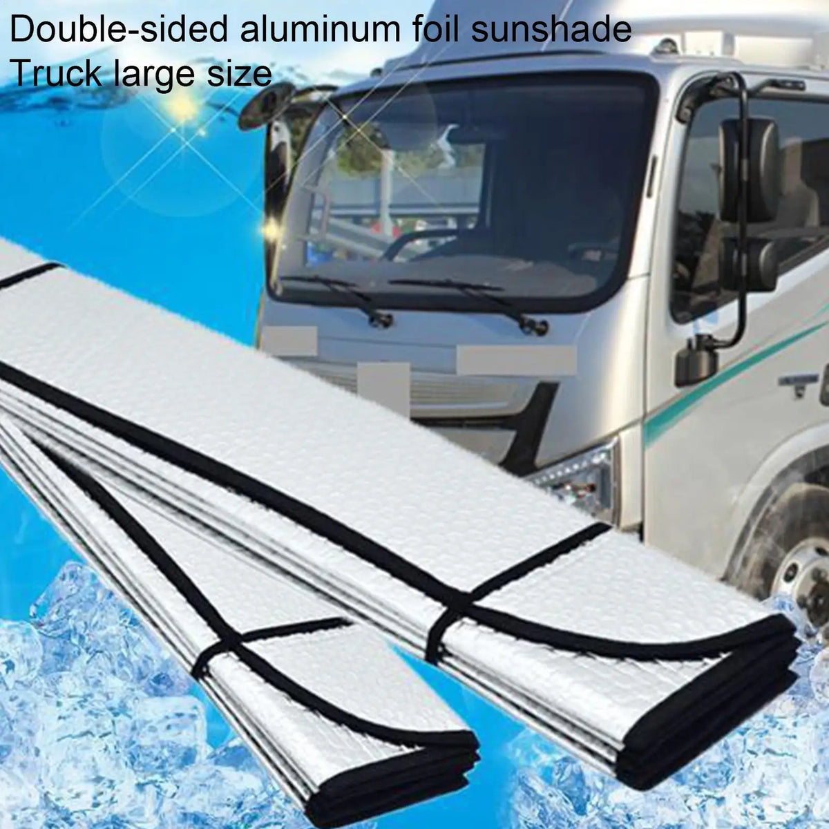 Aluminum Foil Truck Windshield Sun Shade – UV Block 220x80cm Windshield Sun Shade Axl 220x80cm