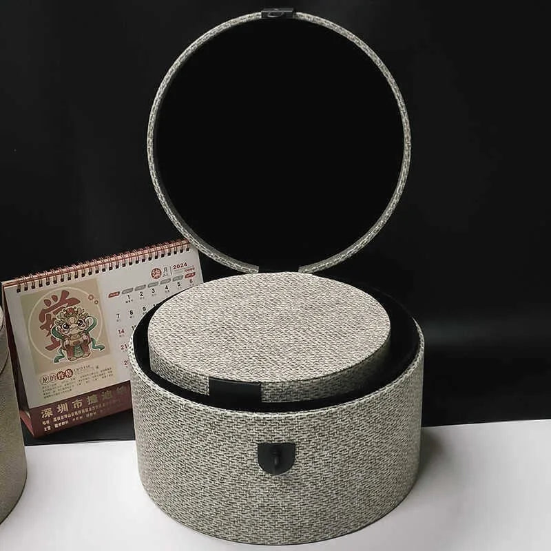 Round Leather Storage Box – Luxury Closet Organizer Bin Leather Storage Box Axl