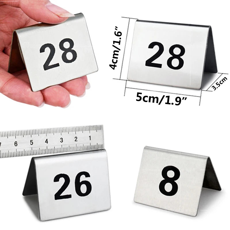 Stainless Steel Tent Table Number Cards 1–100 | 10–35 Pcs Table Number Cards Axl